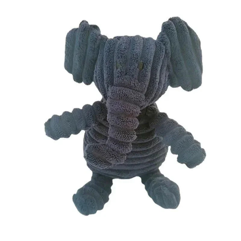 Plush Animal Squeaky Dog Toy – Bite Resistant Corduroy Chew Toy for Small & Large Dogs, Puppy Training Toy