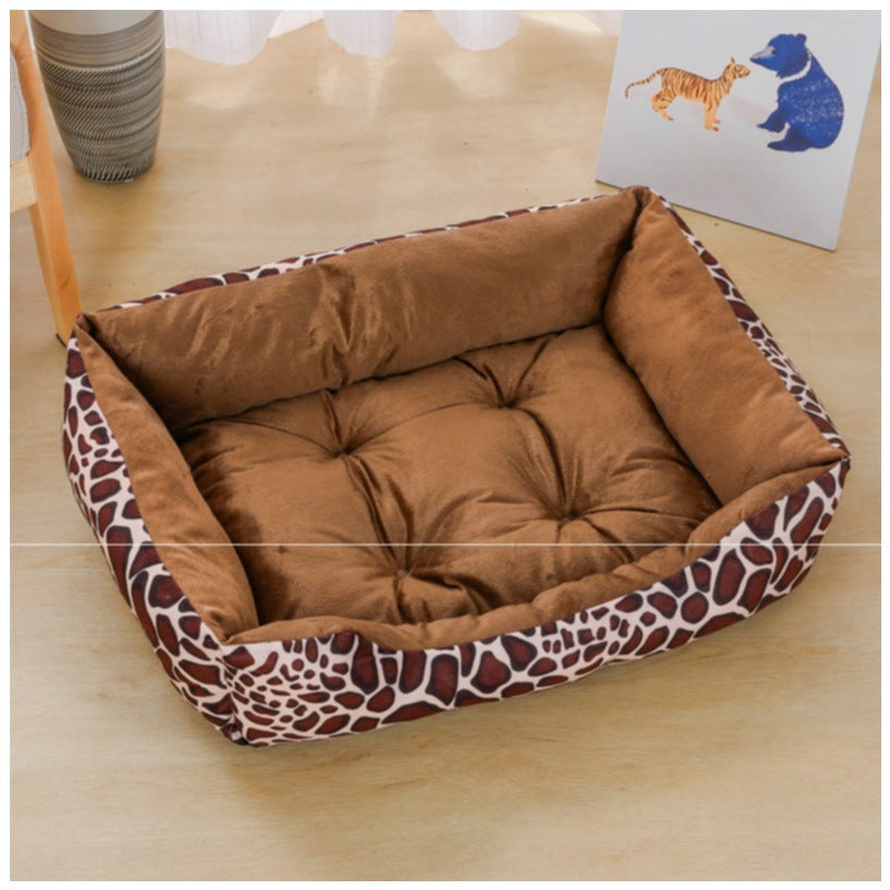 Square Plush Calming Dog & Cat Bed – Soft Sofa Cushion for Small & Medium Pets