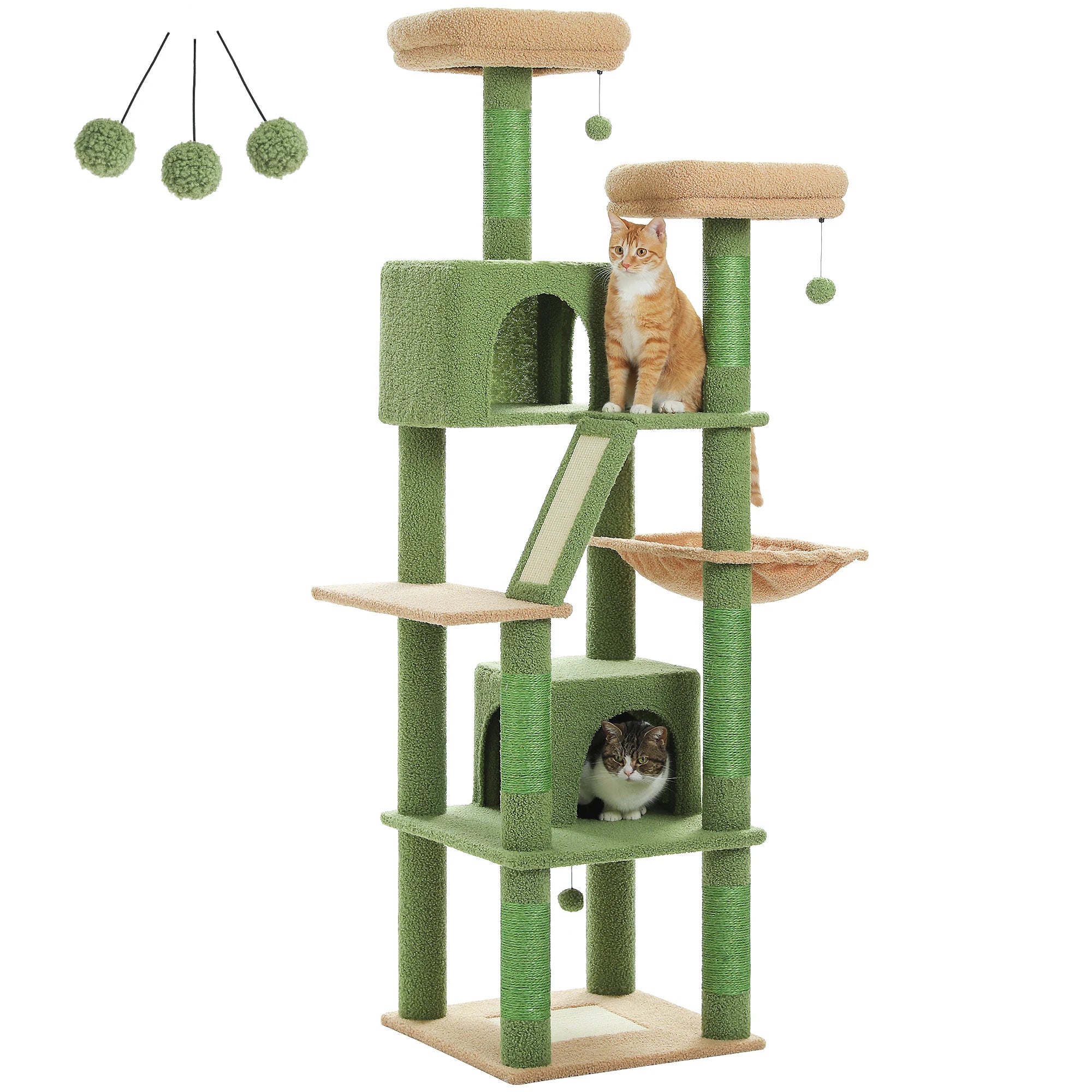 🐾 H180CM Large Cat Tree – Multi-Level Tower with Condos, Perches, Hammock & Sisal Posts