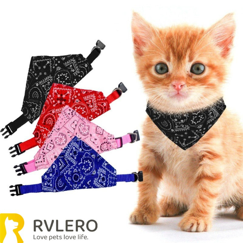 Adjustable Pet Triangle Scarf – Printed Dog & Cat Saliva Towel Neckerchief for Puppies & Kittens