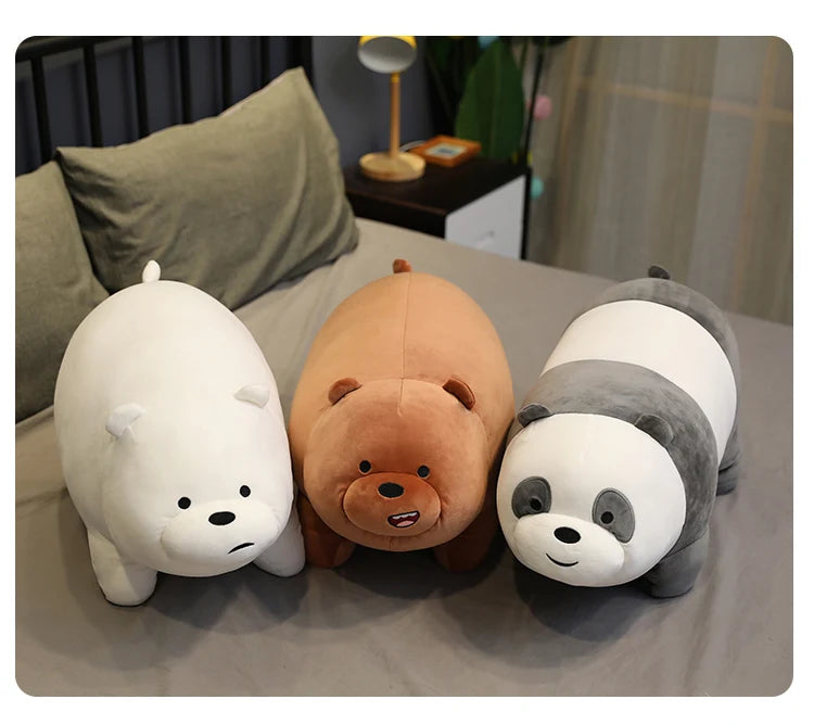 🧸 Original We Bare Bears Plush Toys – Grizzly, Panda & Ice Bear Stuffed Dolls 🐻🐼❄️