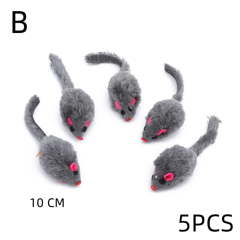 5PCS Plush Simulation Mouse Cat Toys – Interactive Teasing Toy for Cats