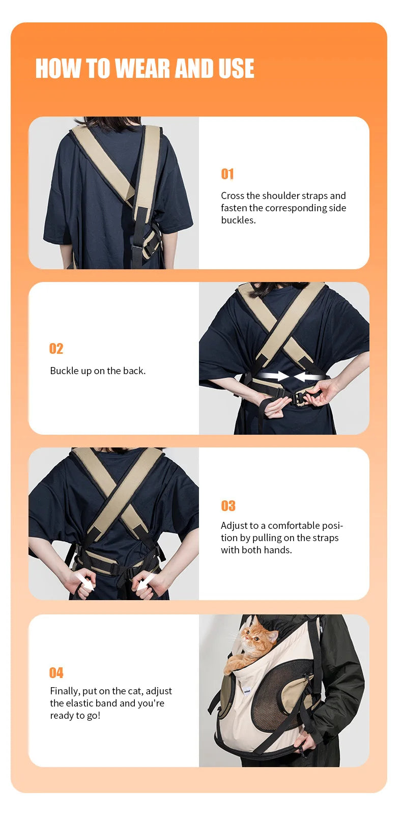 Pet Chest Backpack – Front Carrying Tote for Dogs & Cats, Breathable Outdoor Shoulder Bag, Portable Pet Travel Carrier