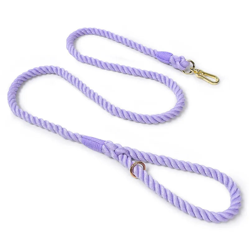 Hand-Woven Gradient Dog Leash – Multi-Function Cotton Rope Lead for Outdoor Walking & Training