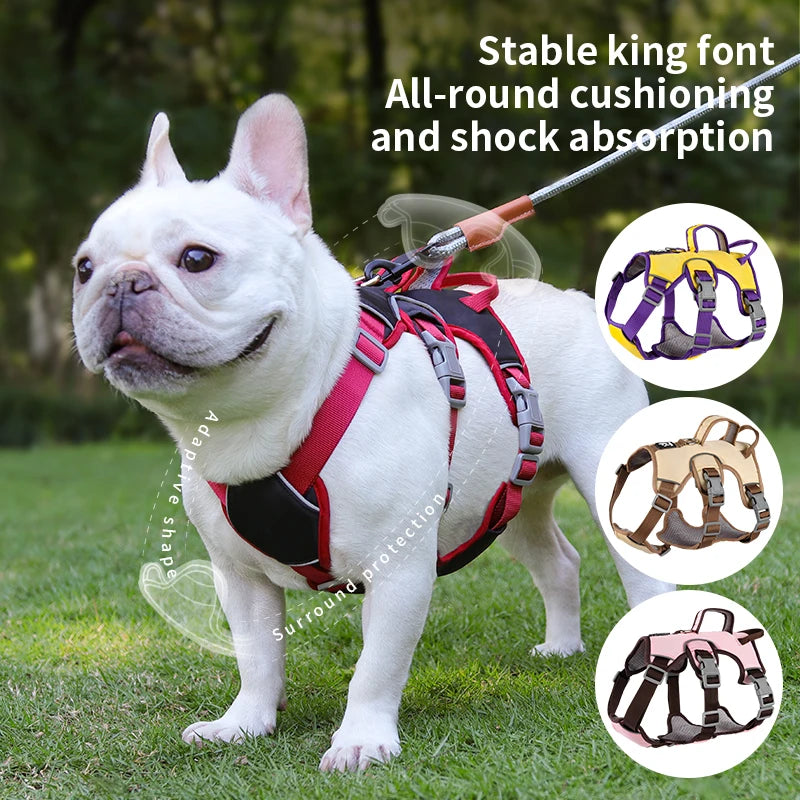 🐕 Adjustable Reflective Dog Harness – For Small to Large Dogs (French Bulldog, Husky & More) 🐾