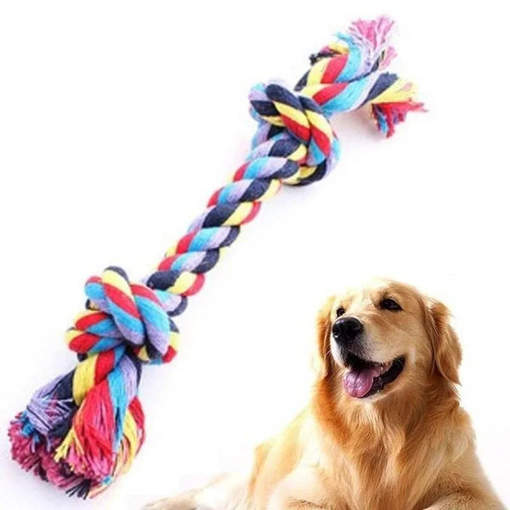 Colorful Double Knot Dog Toy – Durable Chew & Training 🐾🌈