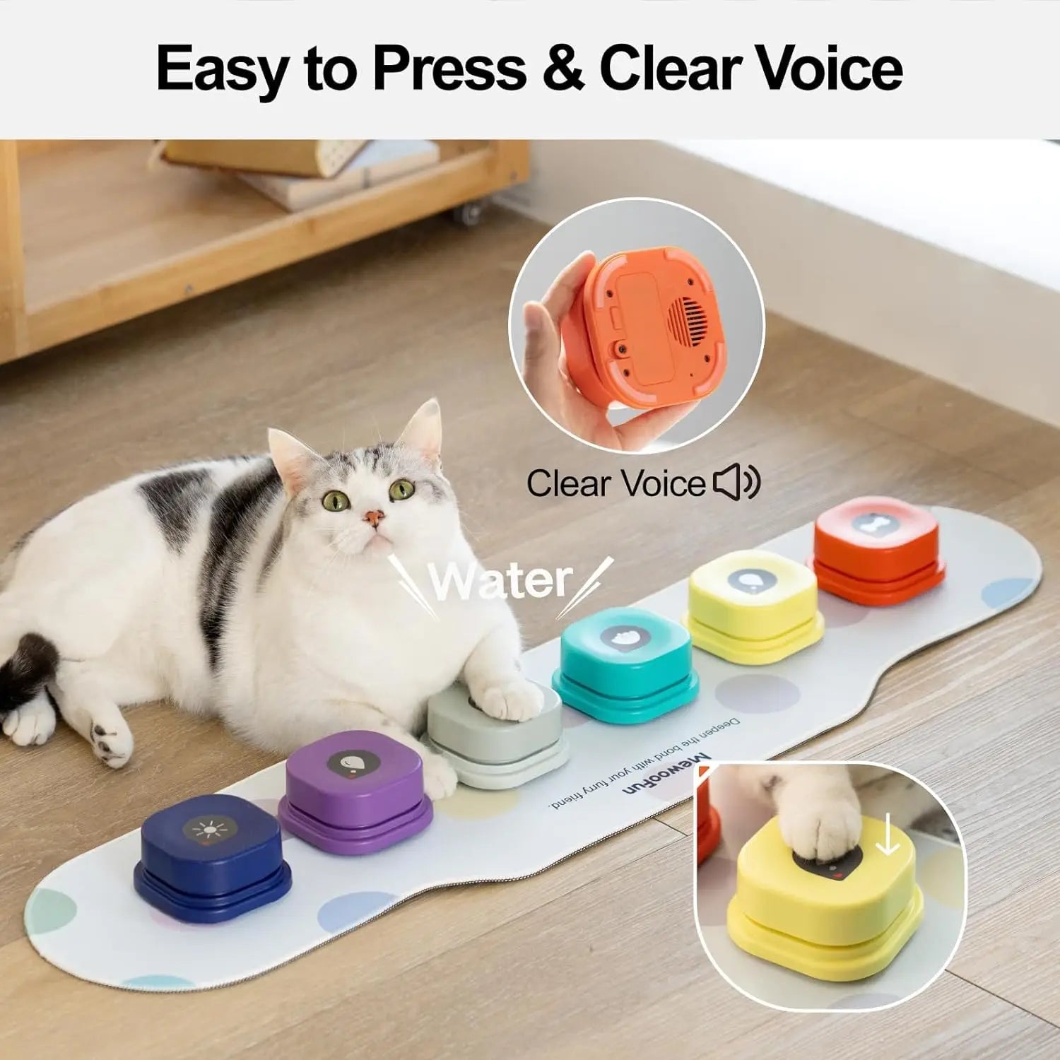 Mewoofun Talking Dog Buttons – Voice Recording Communication Buttons for Pets with Mat | Interactive Training Buzzer for Dogs & Cats