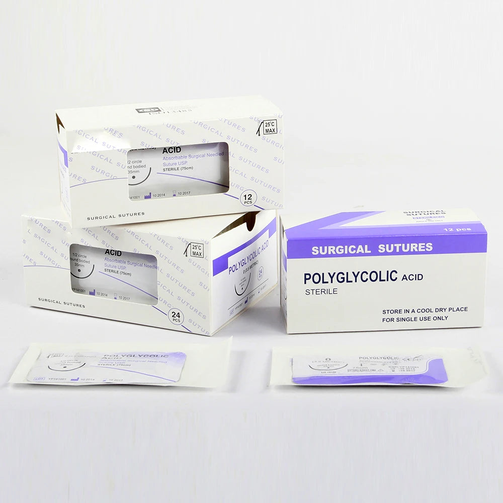 12pcs Absorbable Suture Thread with Needle – Veterinary PGA 75CM for Pet Surgery & Training (2/0 3/0 4/0 5/0)