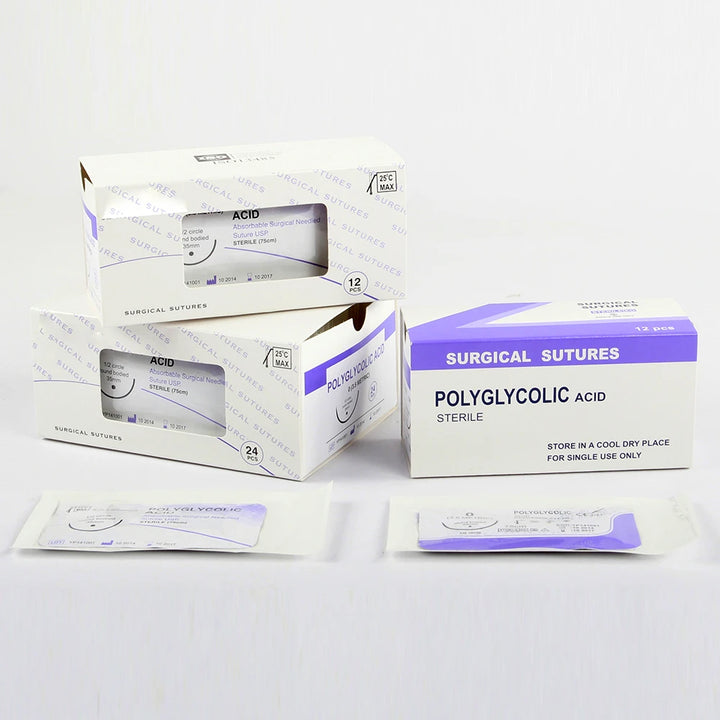 12pcs Absorbable Suture Thread with Needle – Veterinary PGA 75CM for Pet Surgery & Training (2/0 3/0 4/0 5/0)