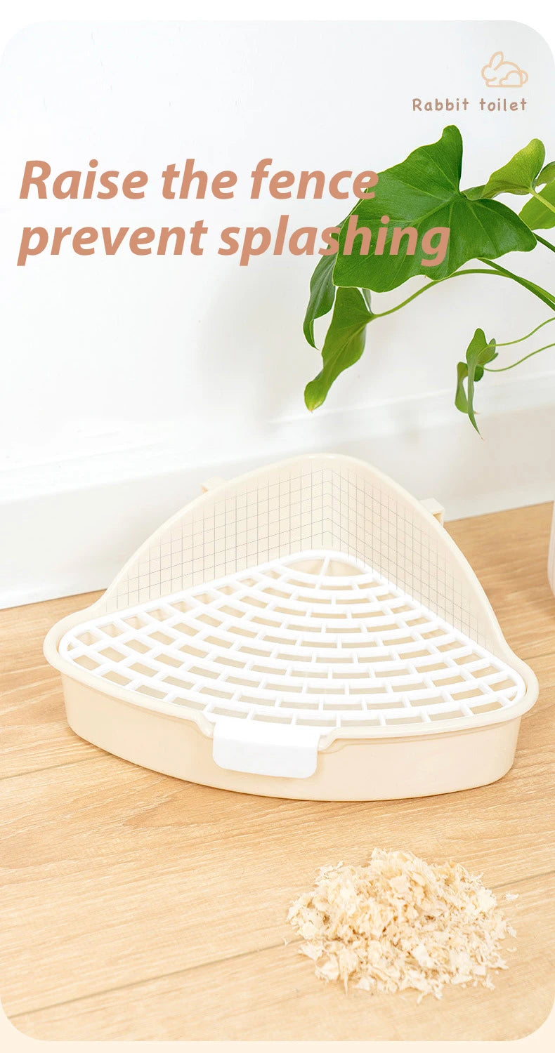Corner Rabbit Litter Pan – Small Animal Potty Trainer for Bunnies, Ferrets, Hamsters, Guinea Pigs & More