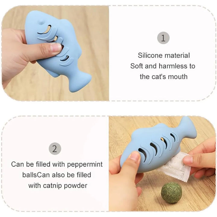 Interactive Cat Toy with Treat Dispenser – Catnip & Food Feeder Ball (Blue)