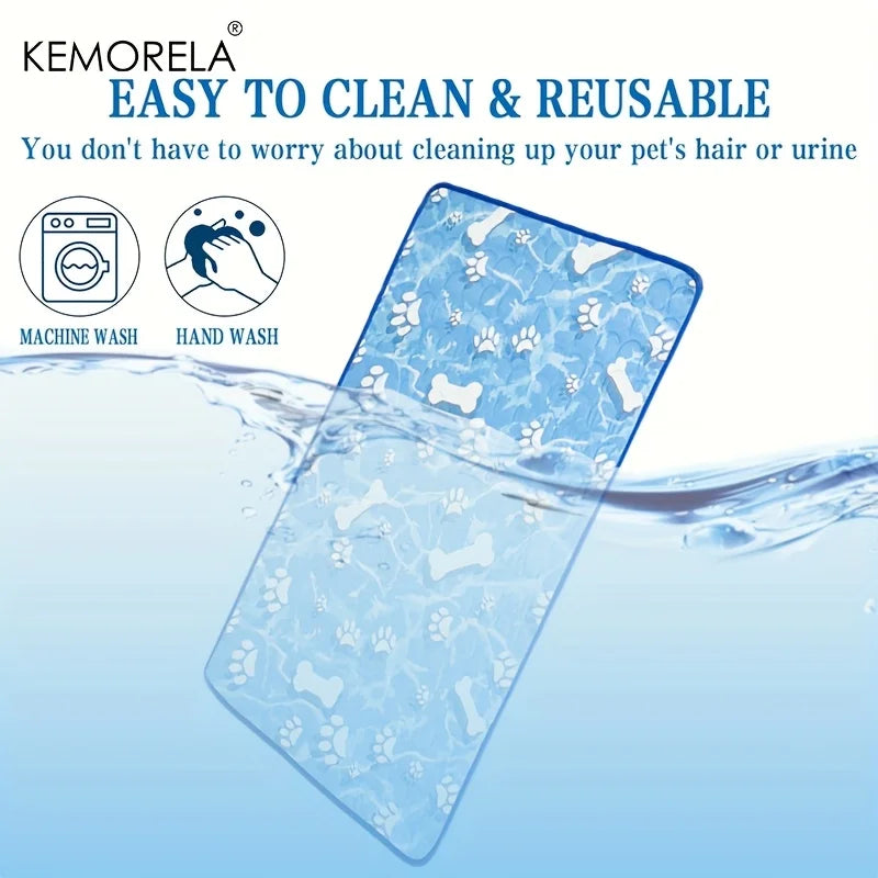 KEMORELA Large Self-Cooling Dog Pad – Washable Ice Silk Summer Mat for Dogs & Cats