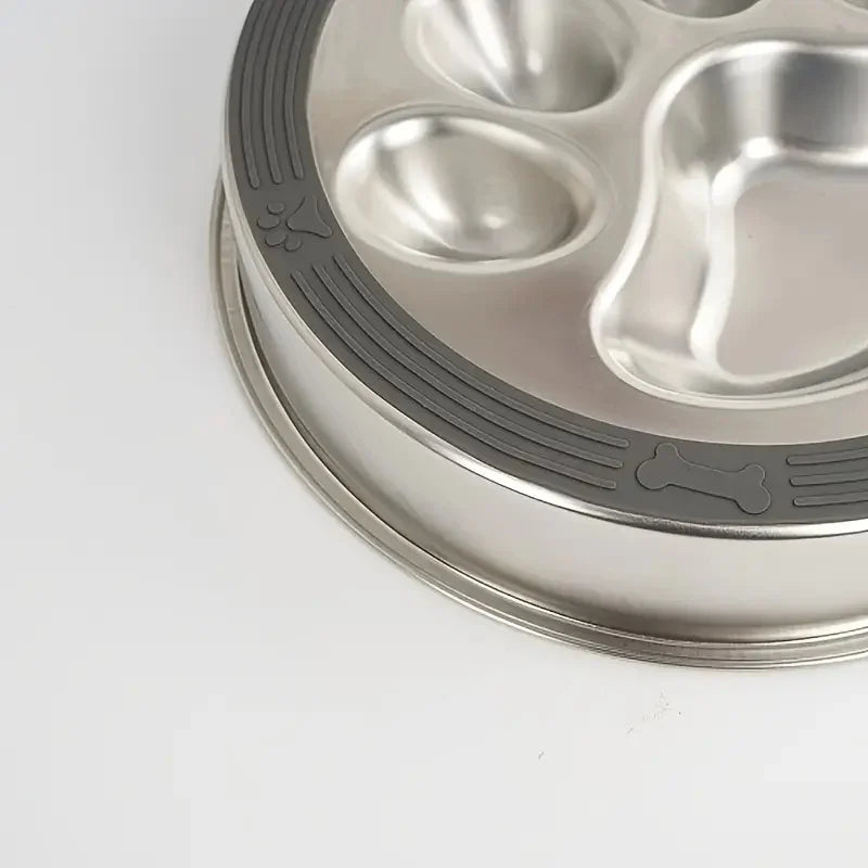 Premium Stainless Steel Slow Feeder Pet Bowl with Cervical Spine Protection – Anti-Choke Dog & Cat Food Bowl