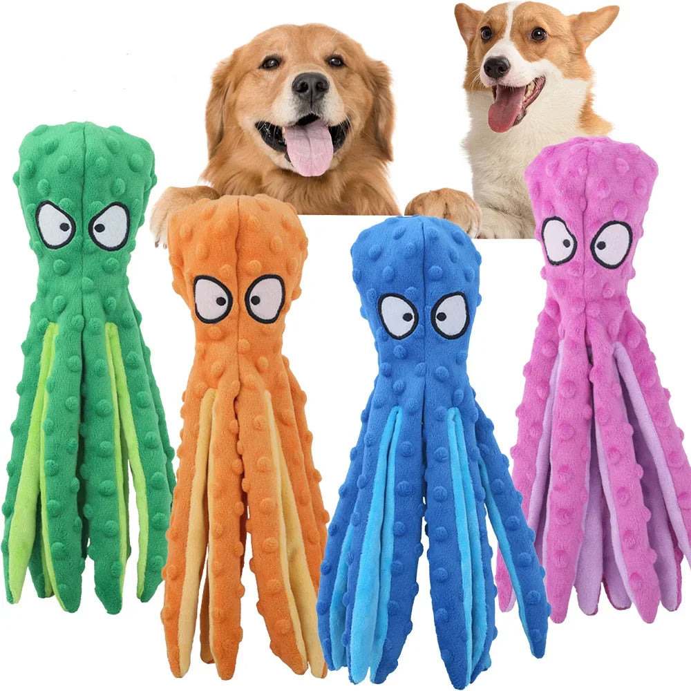 Interactive Plush Octopus Pet Toy – Bite-Resistant Voice Puzzle Toy for Cats & Dogs – Chew & Teeth Cleaning Pet Toy
