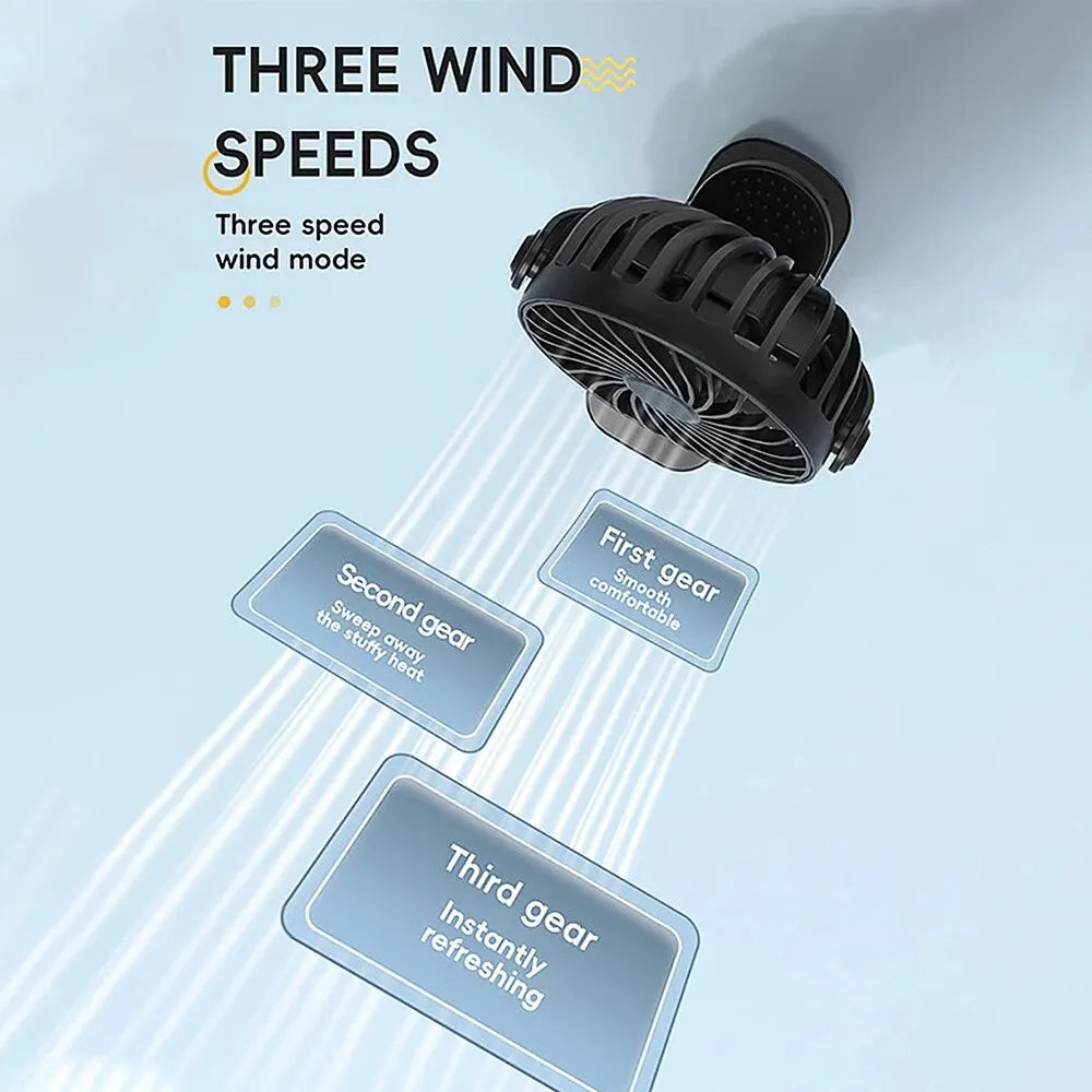 Rechargeable 720° Rotating Clip Fan with Nightlight – Portable Hanging Fan for Office, Bedroom, Dorm, and Outdoor Use