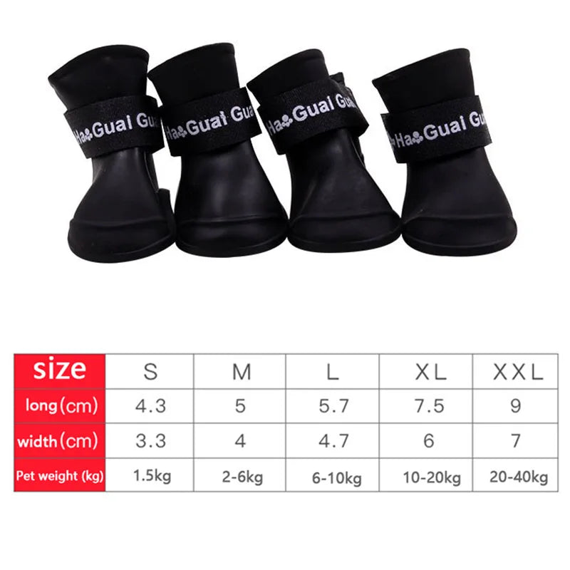 4Pcs Waterproof Dog Rain Shoes – Anti-Slip Rubber Boots for Small, Medium & Large Dogs