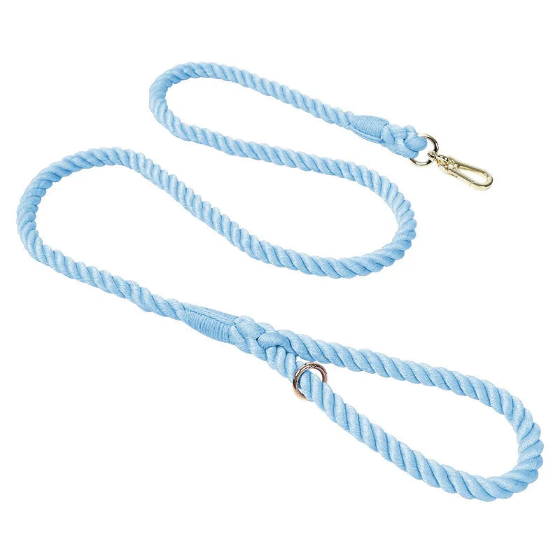 Hand-Woven Gradient Dog Leash – Multi-Function Cotton Rope Lead for Outdoor Walking & Training
