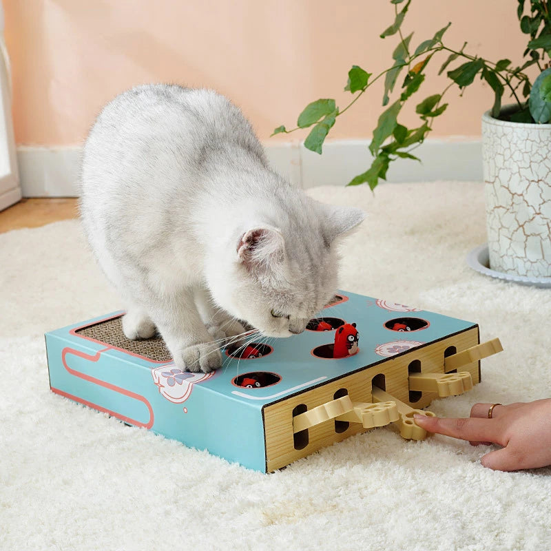 Whack-a-Mole Cat Toy – Interactive Scratching Board & Claw Grinder