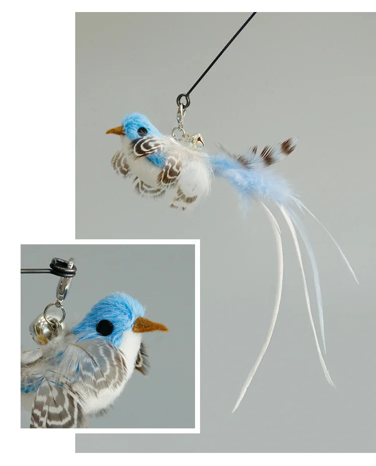 Hands-Free Bird & Feather Cat Wand – Suction Cup Interactive Toy with Bell