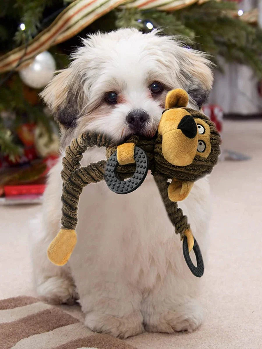 Monkey Plush Puppy Toy – Squeaky Chew & Training Toy for Small Dogs 🐵🐶