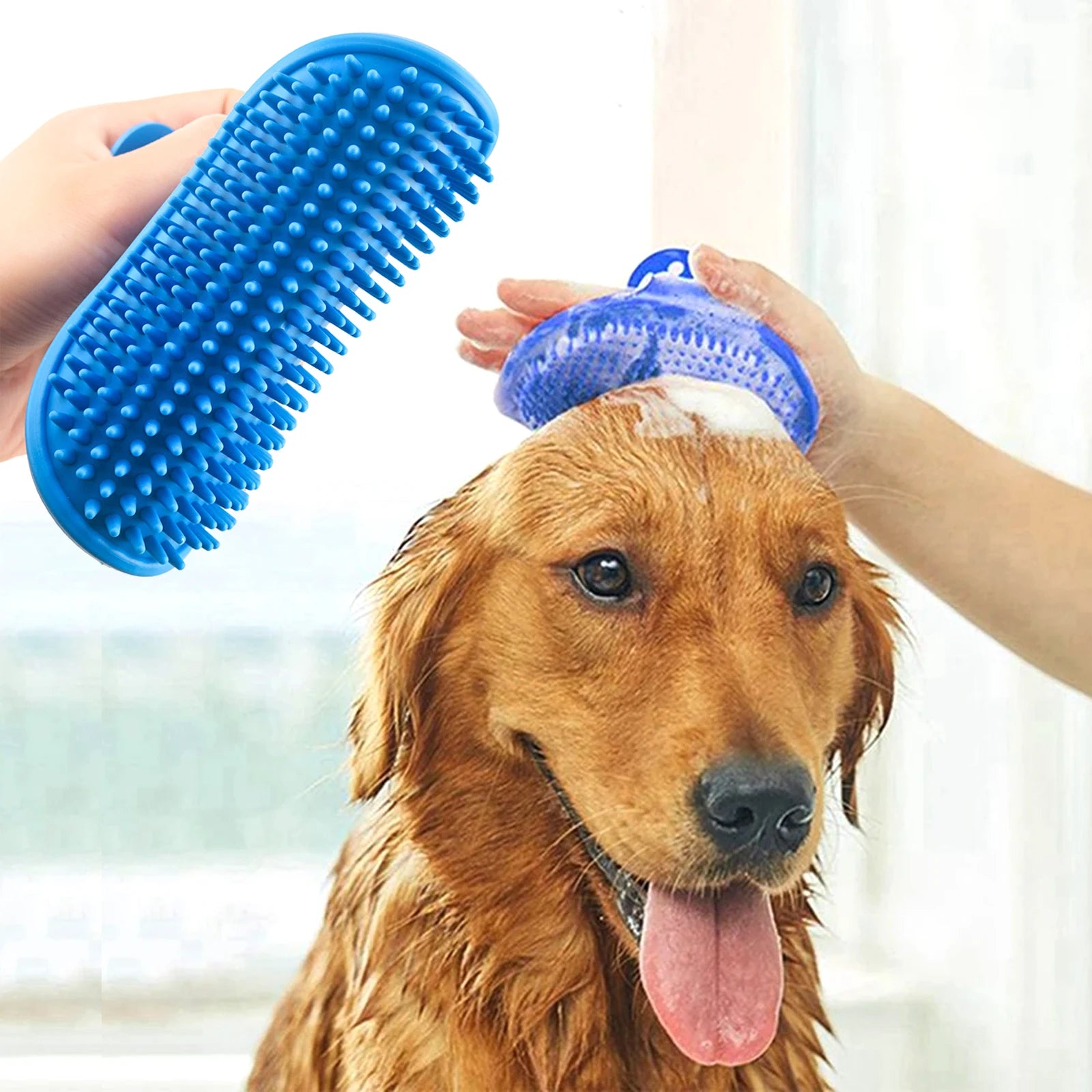 Soft Rubber Pet Grooming Brush – Hair Removal & Massage Glove for Dogs and Cats
