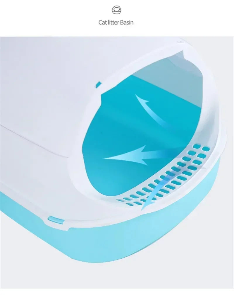 Kitty Sandbox Cat Litter Box Semi-enclosed Splashproof