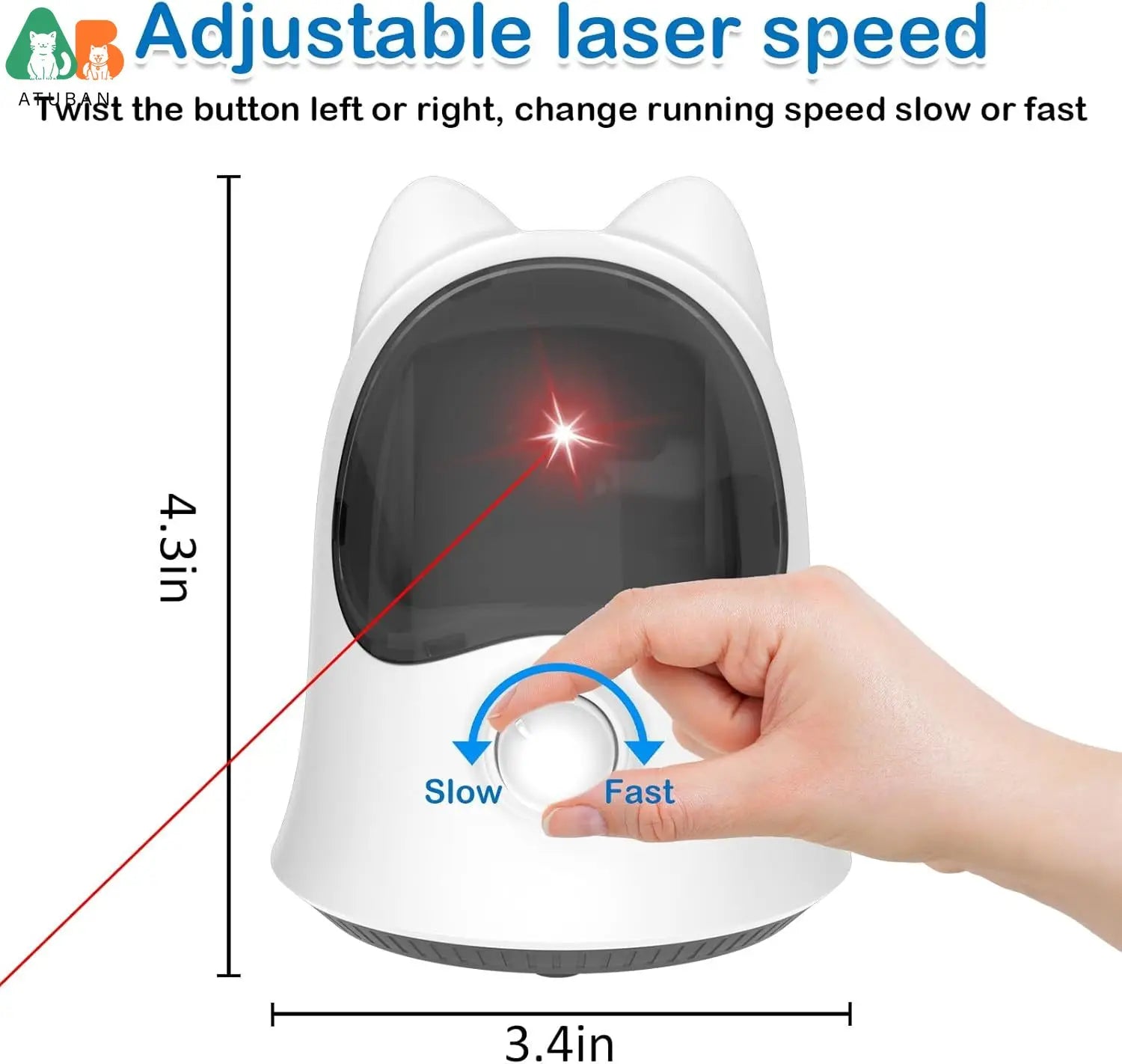 ATUBAN Rechargeable Laser Cat Toy – Random Trajectory Interactive Laser Teaser