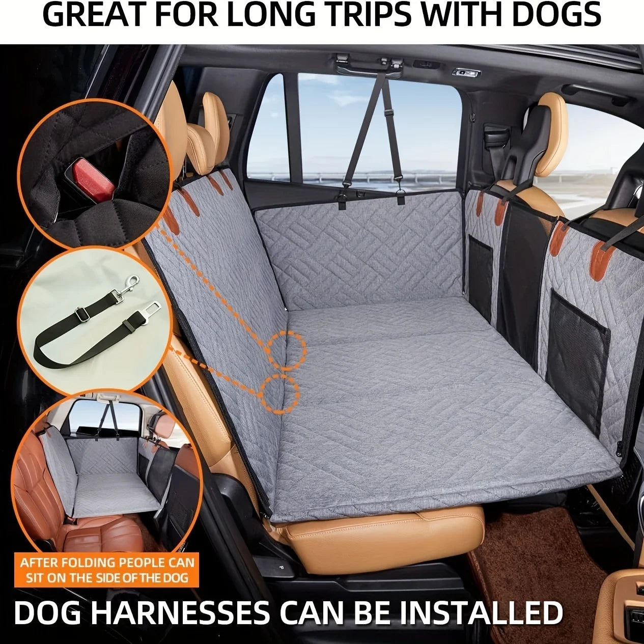Waterproof Dog Car Seat Cover – Nonslip Hammock-Style Back Seat Protector for Pets