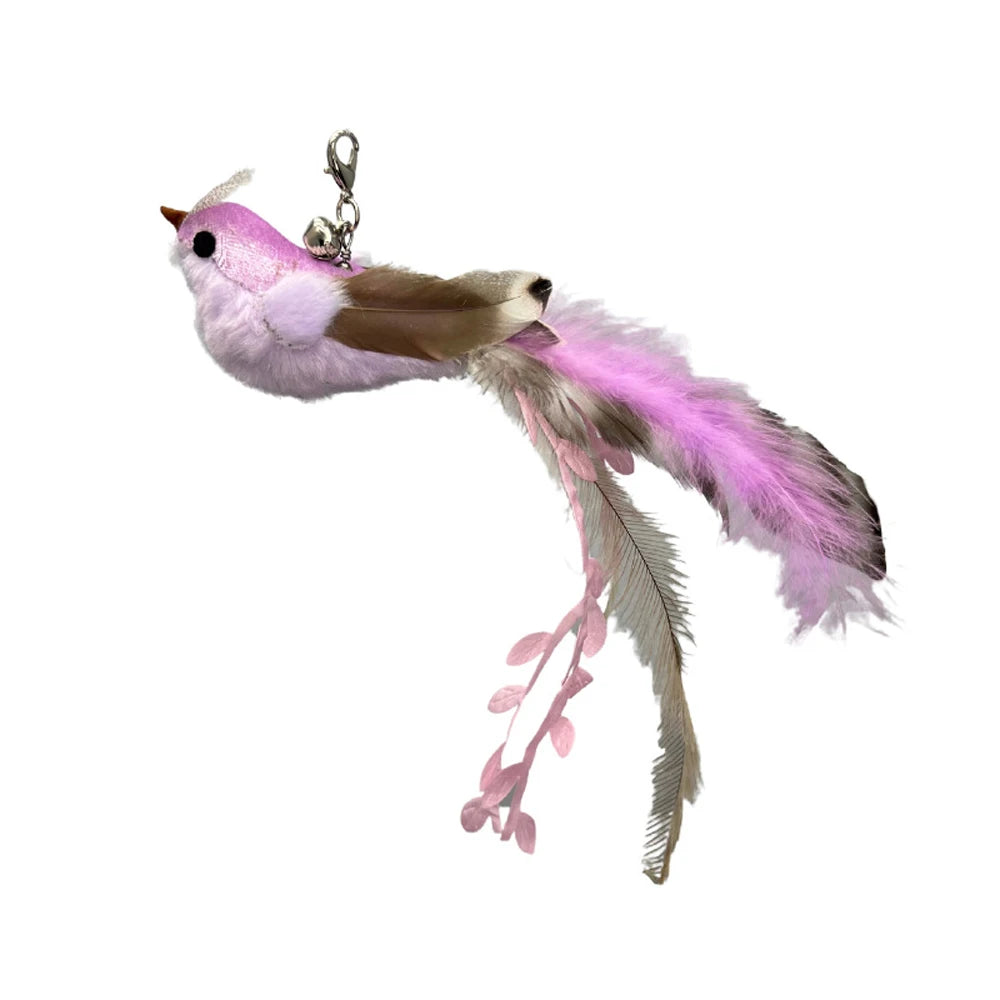 2pcs Replacement Feather Heads for Cat Teaser Stick Toy – Bird Pet Toy