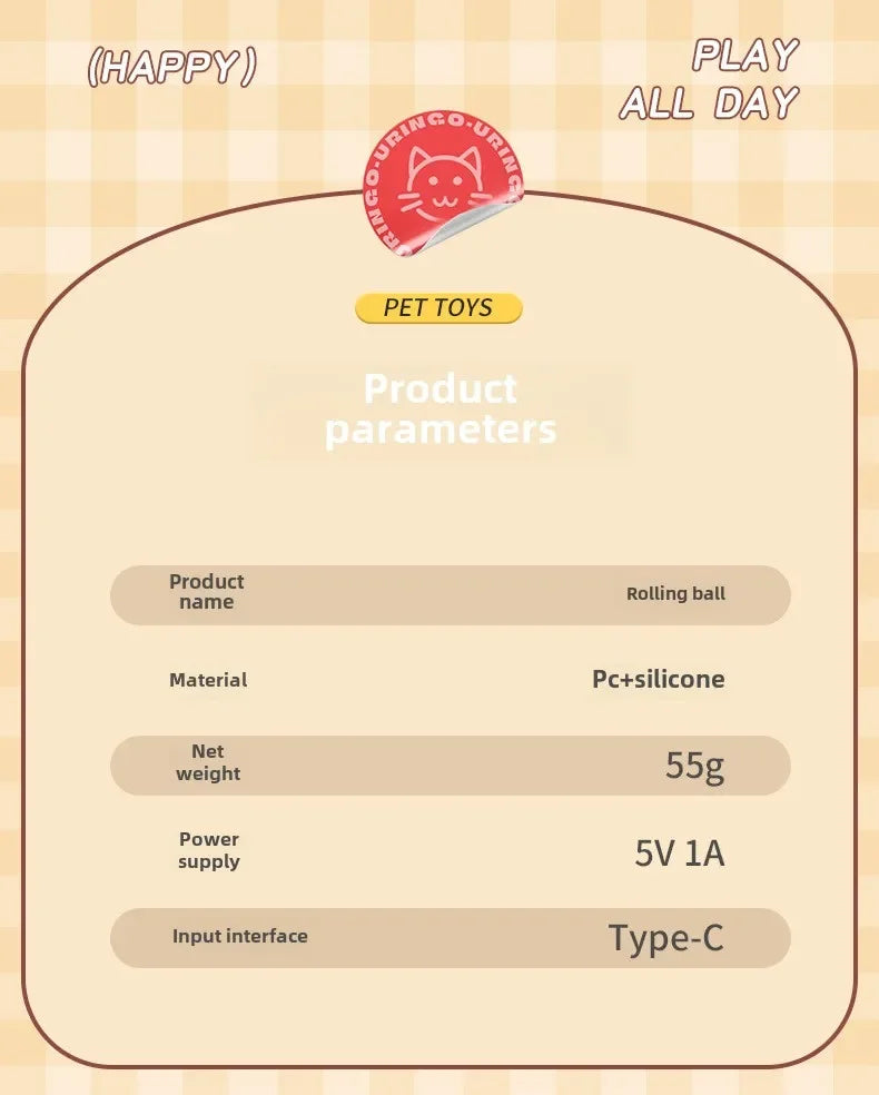 Smart Rolling Ball Toy – Rechargeable Interactive Toy for Cats & Dogs