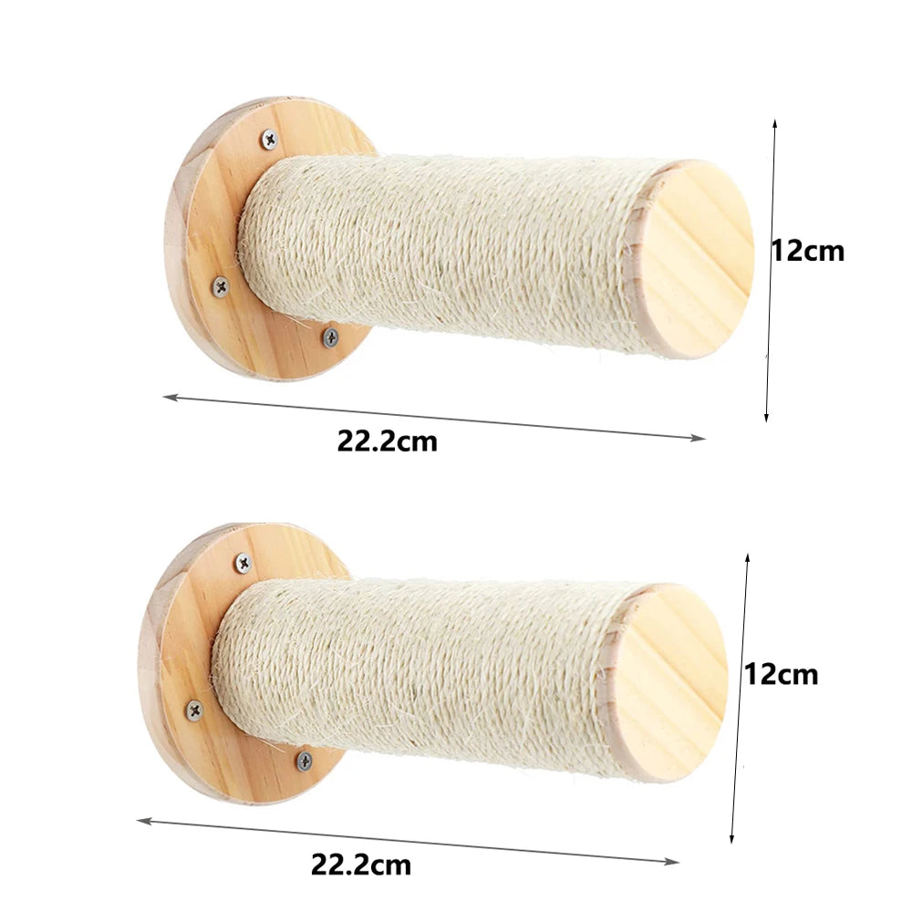 🐾 Wall-Mounted Cat Climbing Rope with Solid Wooden Pedals – Indoor Kitten Training & Claw Grinding Furniture