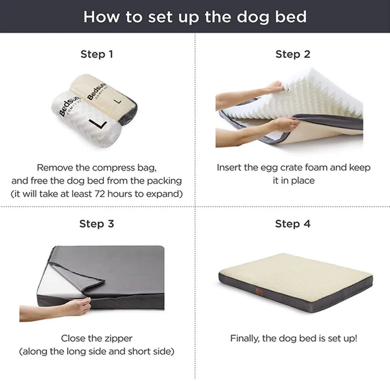 Large Elastic Sponge Dog Bed – All-Season Washable Pet Sofa Mat for Medium & Large Dogs, Cat Cushion Nest with Non-Slip Base