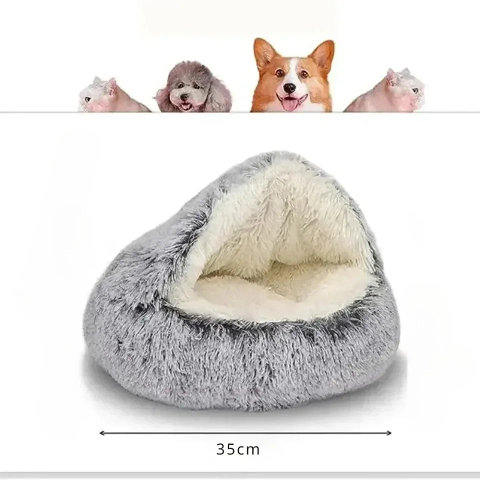 Soft Plush Round Cat Bed – Warm, Cozy Winter Nest for Cats & Small Dogs