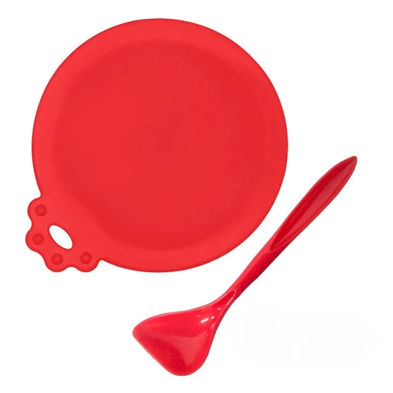 2pcs Reusable Pet Food Can Covers with Spoon – Silicone Lid Seal 🐾🥫