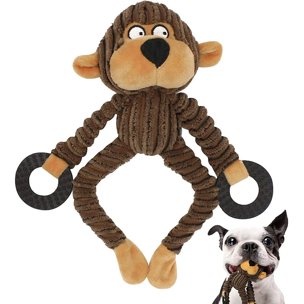 Monkey Plush Puppy Toy – Squeaky Chew & Training Toy for Small Dogs 🐵🐶