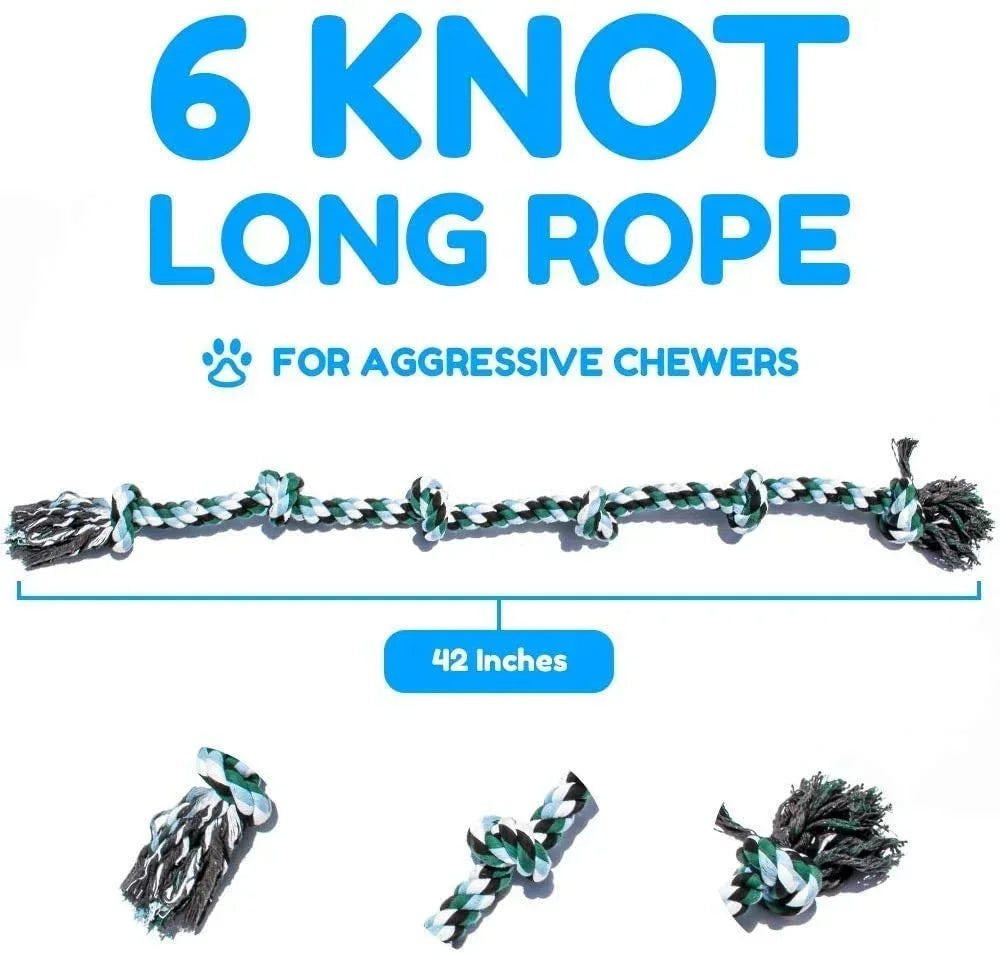 ATUBAN 42" Giant Dog Rope Toy – Indestructible 6-Knot Rope Tug Toy for Aggressive Chewers & Extra Large Dogs