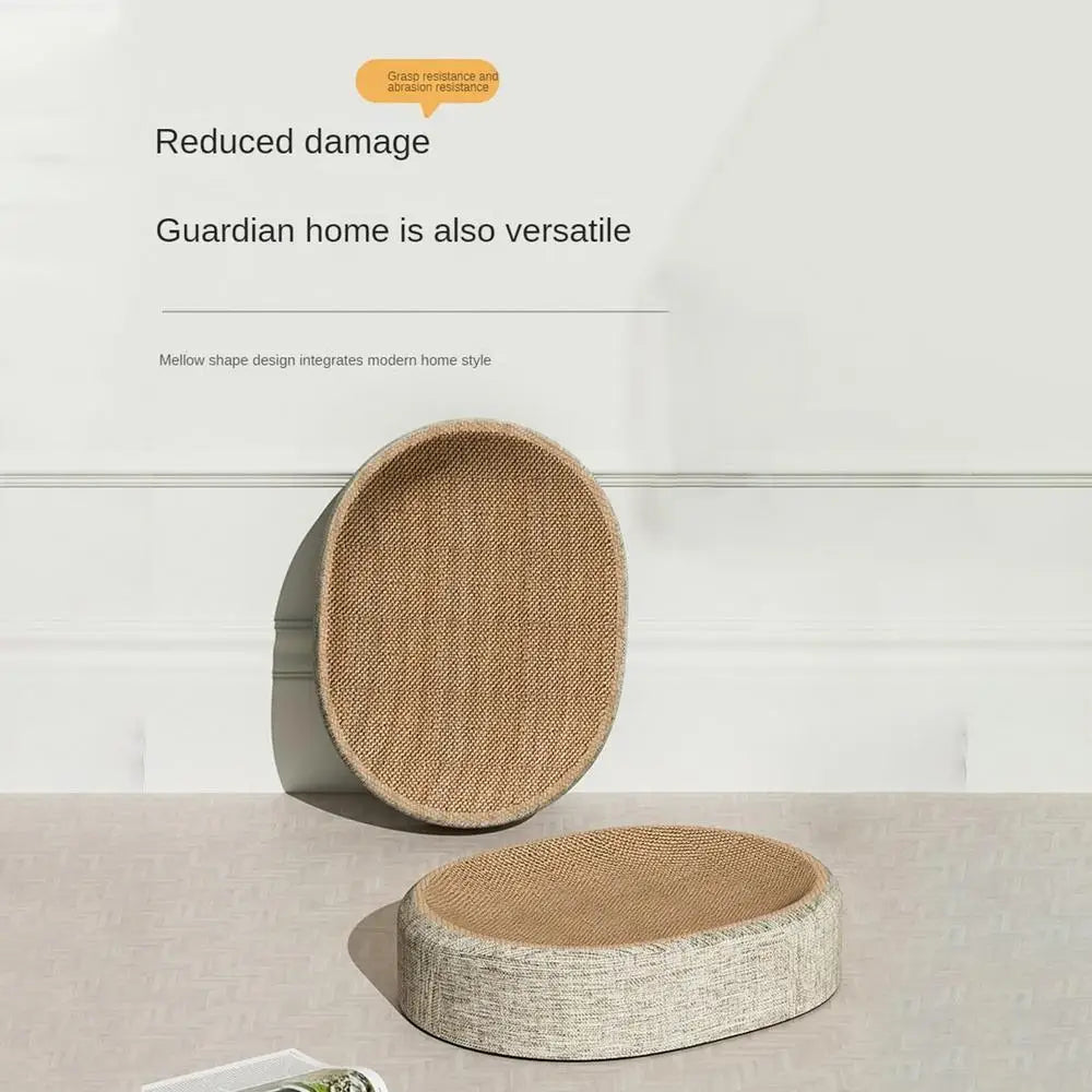 Oval Cat Scratch Pad Bed – Sisal Scratching Mat & Cozy Sleeping Nest