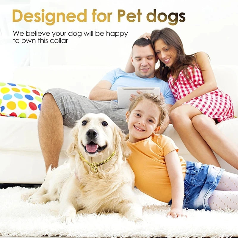 Stainless Steel Cuban Dog Chain Collar – Gold & Silver Training Link Collar