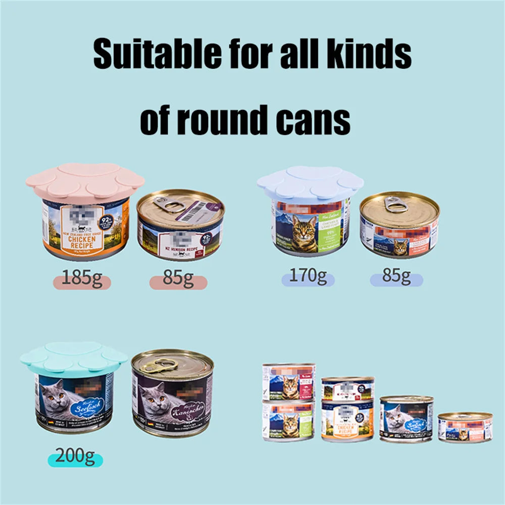 🥫 Portable Silicone Pet Can Lid with Spoon – 3-Ring Food Sealer