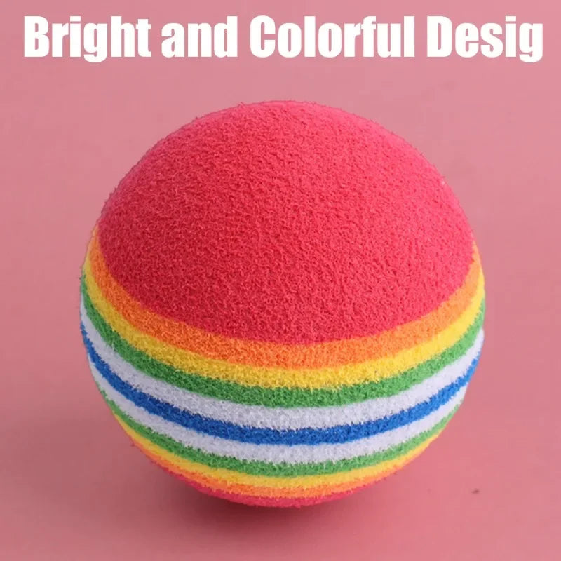10/100PCS Rainbow EVA Pet Toy Balls – Interactive Jumping Cat & Dog Training Balls