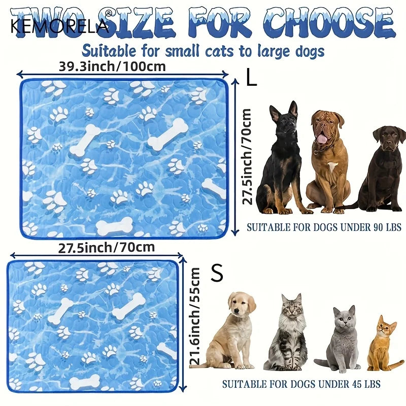 KEMORELA Large Self-Cooling Dog Pad – Washable Ice Silk Summer Mat for Dogs & Cats