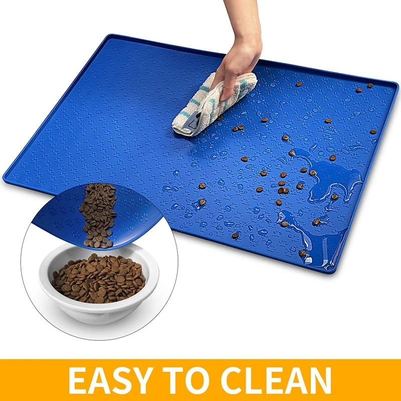 🐾 Silicone Waterproof Pet Feeding Mat – Non-Slip Food & Water Bowl Placemat for Cats & Dogs