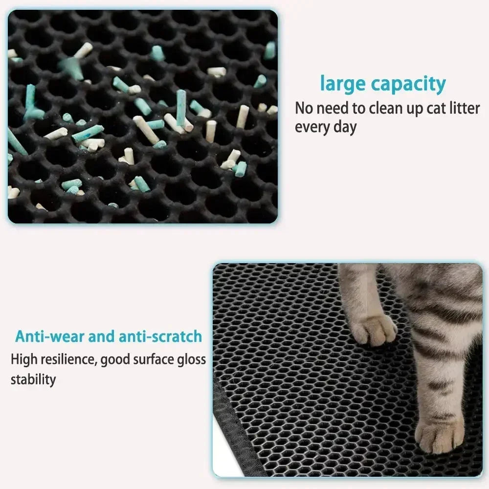 90x60CM Waterproof Double Layer Cat Litter Mat – Non-Slip, Washable Pet Litter Box Mat for Easy Clean-Up