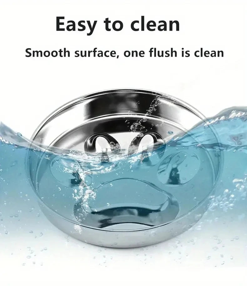 Premium Stainless Steel Slow Feeder Pet Bowl with Cervical Spine Protection – Anti-Choke Dog & Cat Food Bowl