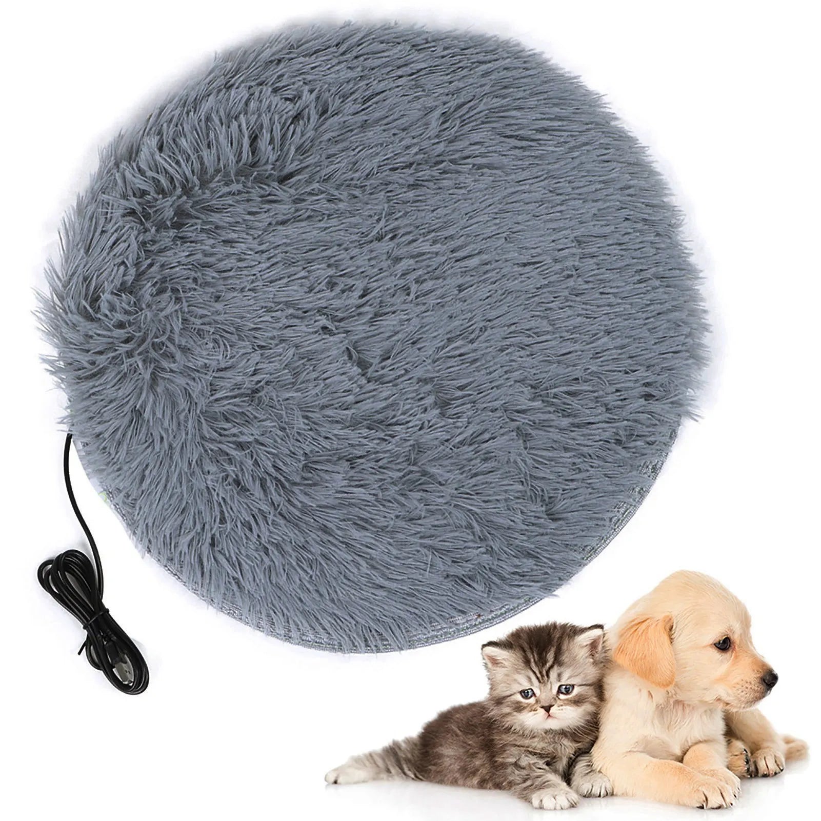 USB Heated Cat Plush Mat – Soft Electric Heating Pad for Cats & Small Dogs, Four Seasons Warm Pet Blanket