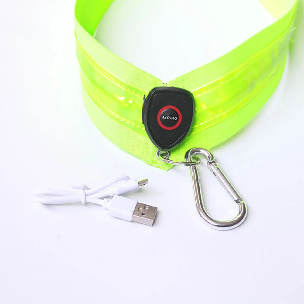 🔦 LED Reflective Running Belt with Illuminated Shoulder Straps – USB Rechargeable Night Safety Gear
