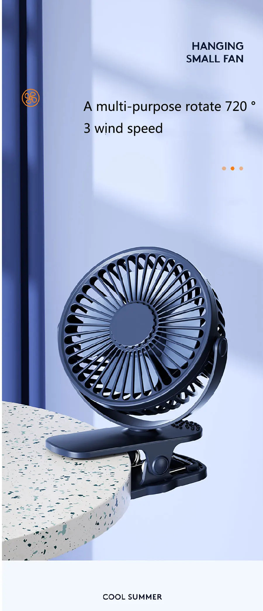 🌀 Xiaomi USB Handheld Clip Fan – Portable Rechargeable Mini Fan for Students & Travel