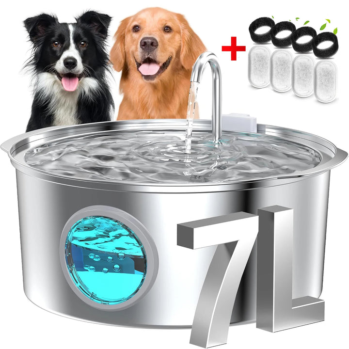🐾 7L Stainless Steel Pet Water Fountain – Ultra Quiet Dispenser for Cats & Dogs