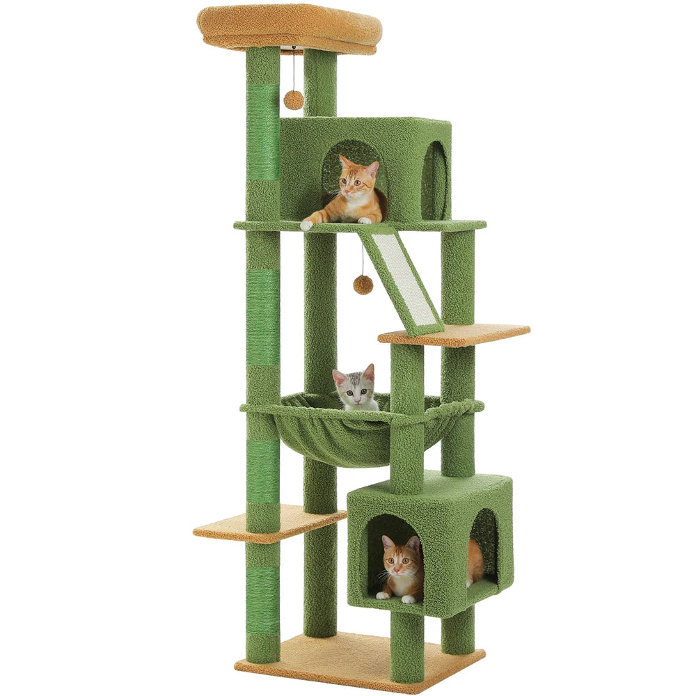 🛋️ 180cm Large Cat Tree Tower – Multi-Level Indoor Cat Furniture with Hammock, Sisal Scratching Posts & Cozy Perches
