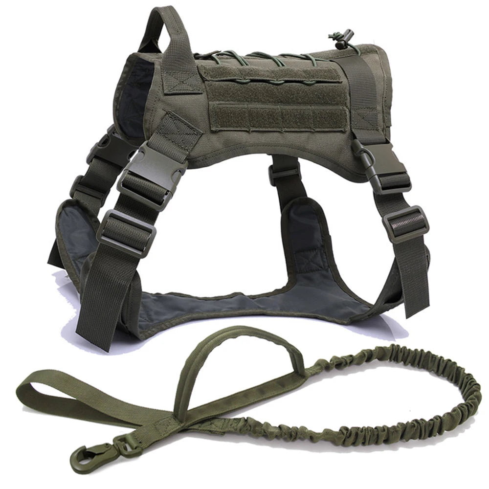 Tactical Dog Harness, Leash & Collar Set – Adjustable Military Pet Vest for Medium & Large Dogs